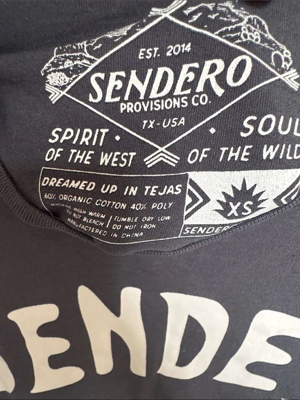Sendero Cowboy Skeleton Graphic Long-Sleeve Tee in Charcoal with Red Accent